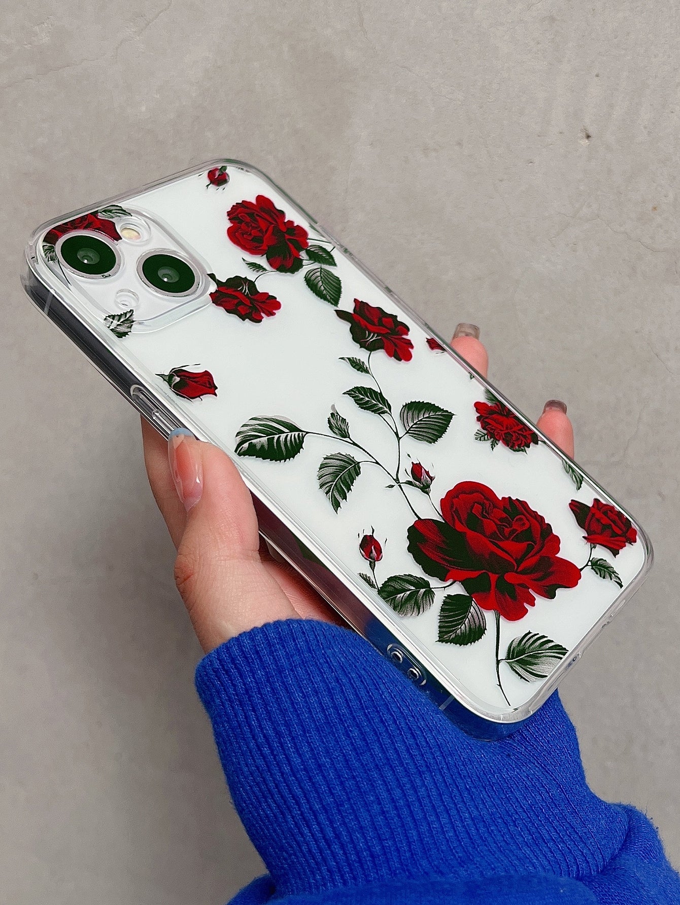 كفر هاتف شفاف نمط الورد