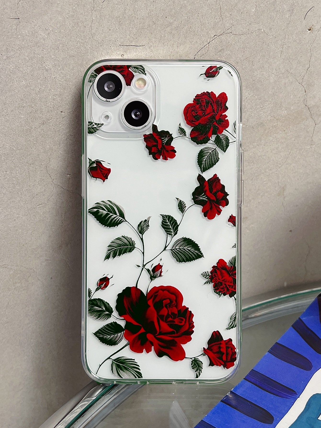 كفر هاتف شفاف نمط الورد