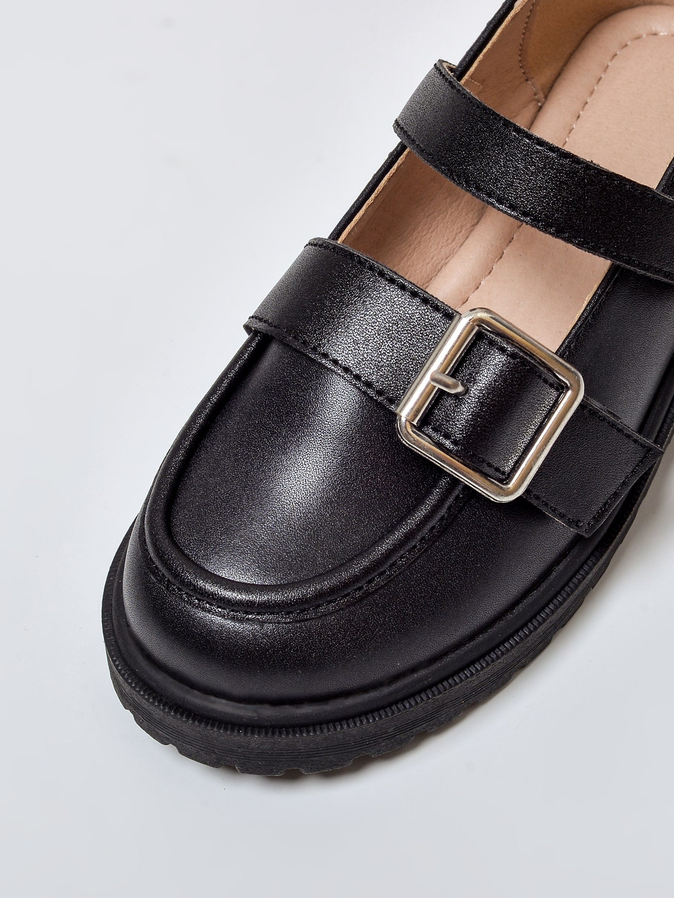 حذاء ماري جين مسطح مشبك مزدوج بنات