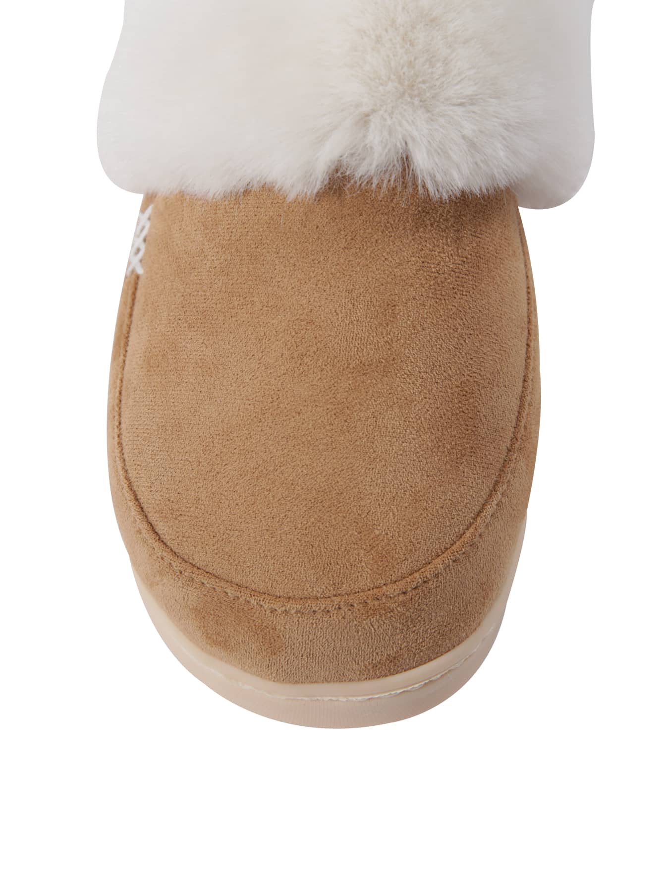 شبشب غرفة النوم للنساء تفاصيل الغرزة مبطن حراري جلد سويدي الاصطناعي