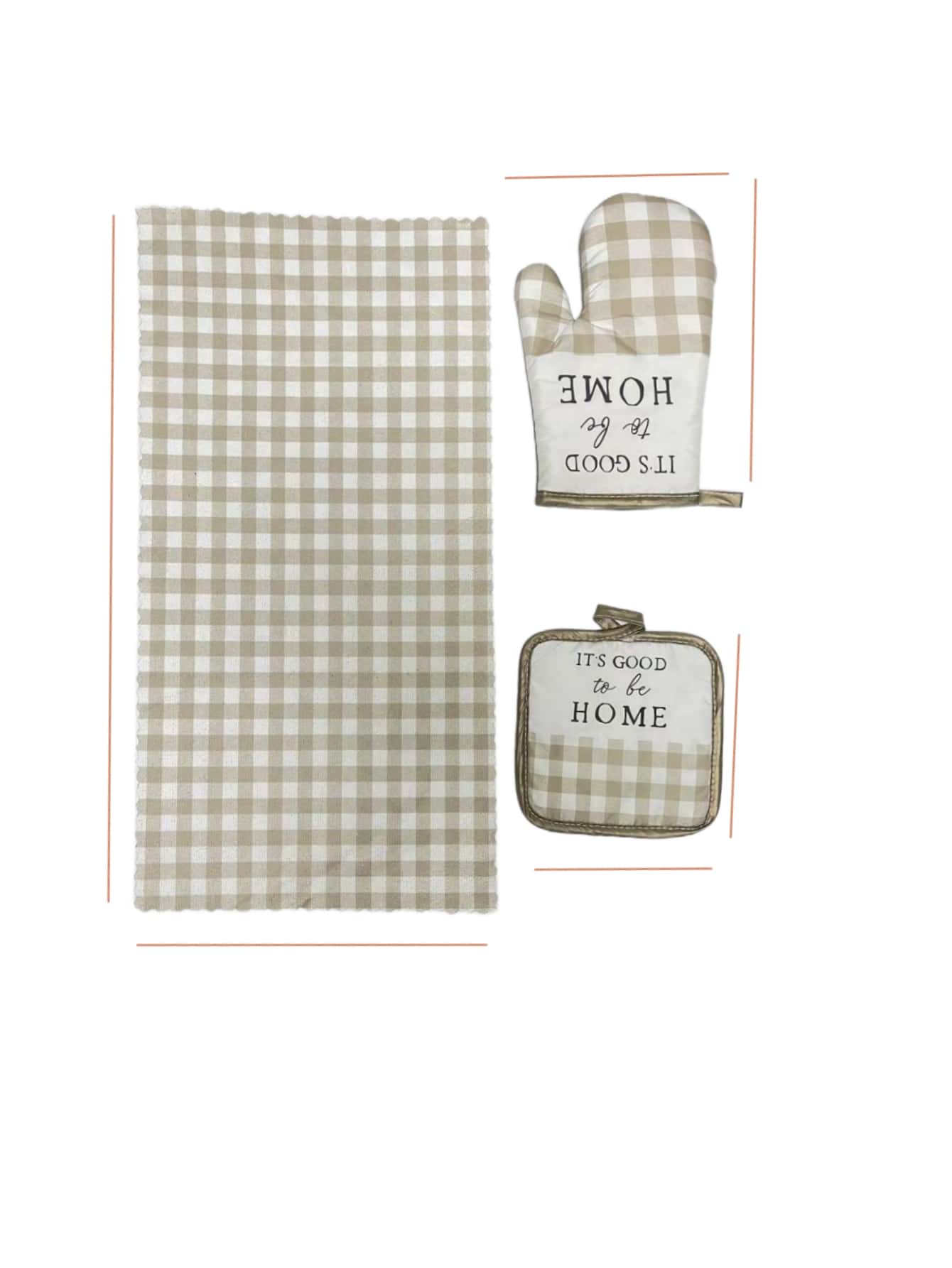 قفازات فرن قطعة واحدة نمط قطني مقلم و قطعة واحدة وسادة عزل و قطعة واحدة منشفة