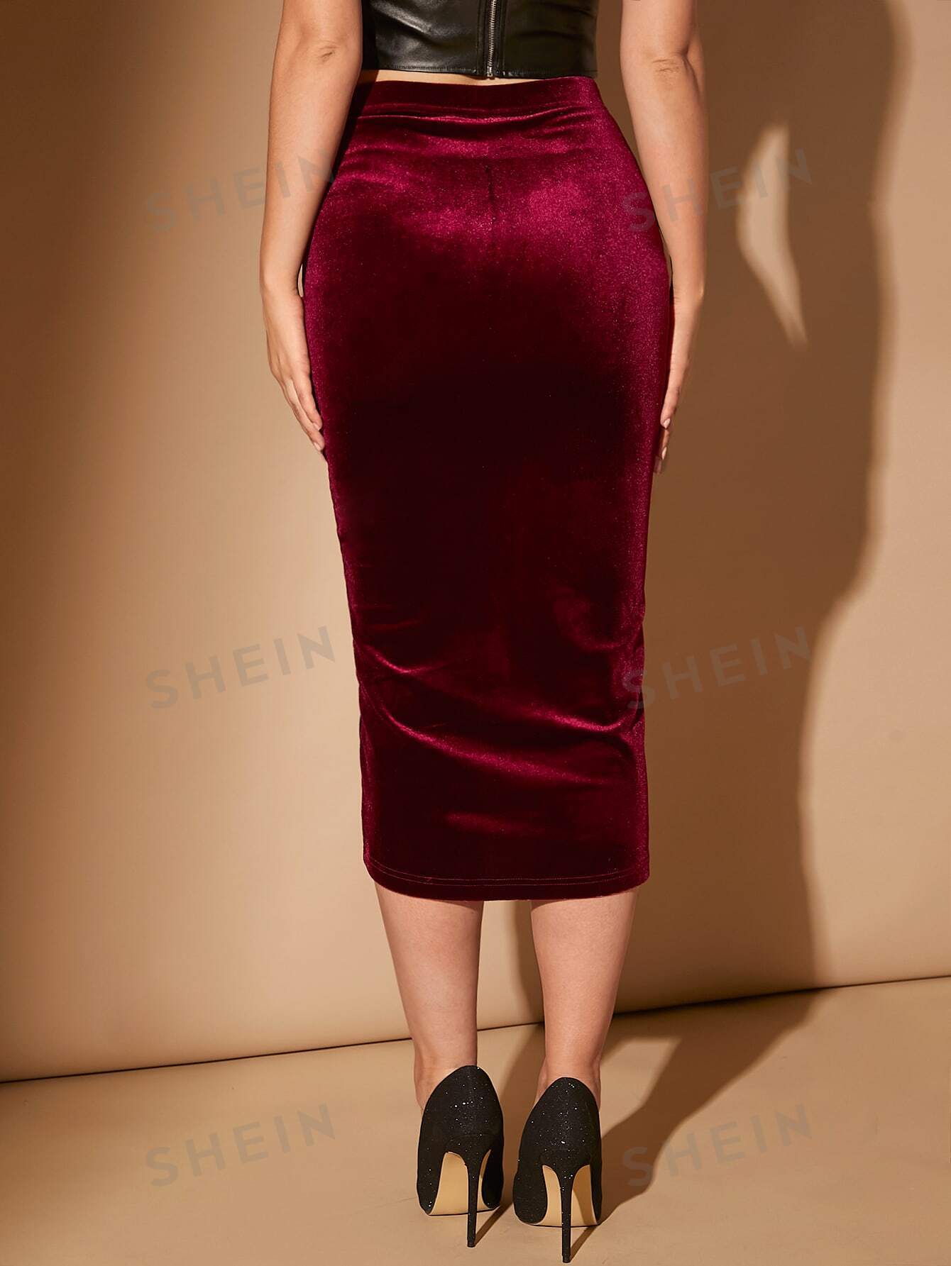 تنورة نحيل ثنية مخملي