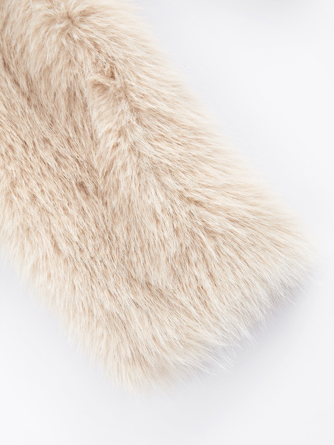 معطف موحدة اللون مفتوح امامي زغبي