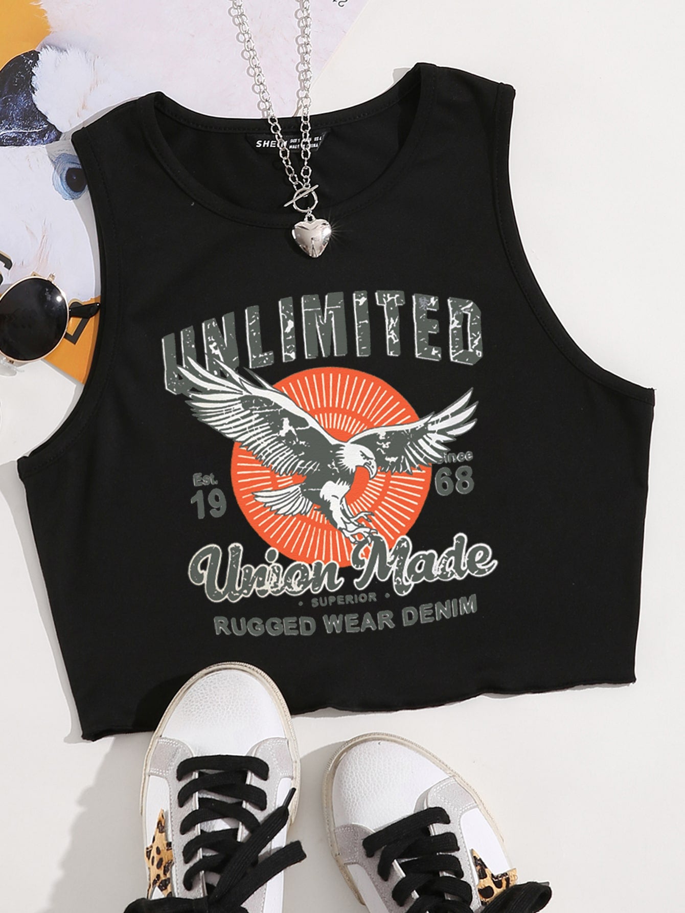 تانك توب بجرافيك شعار ونسر