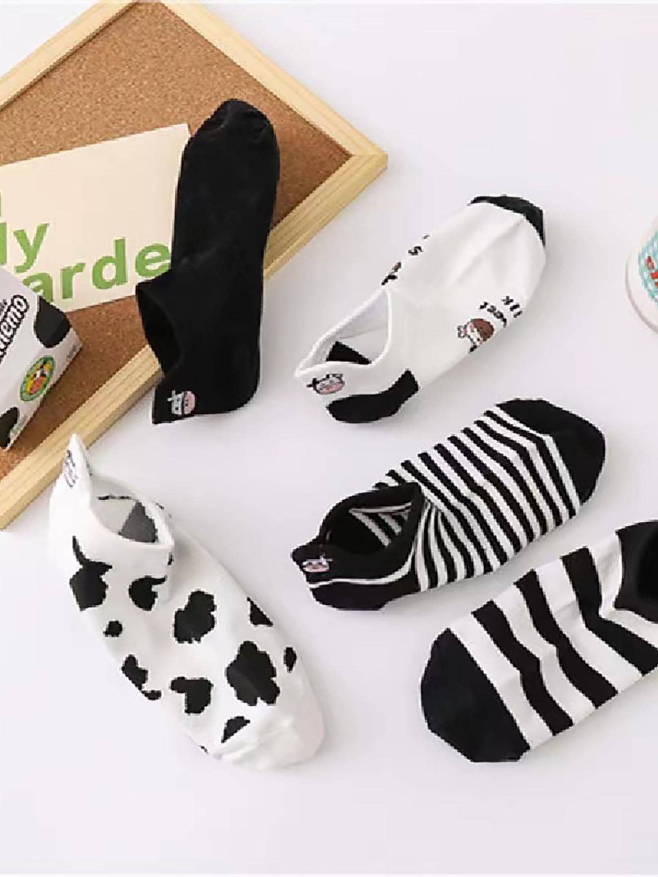 جوارب كاحل أبقار مطرز لطيفة الى الحياة اليومية 5 أزواج نساء