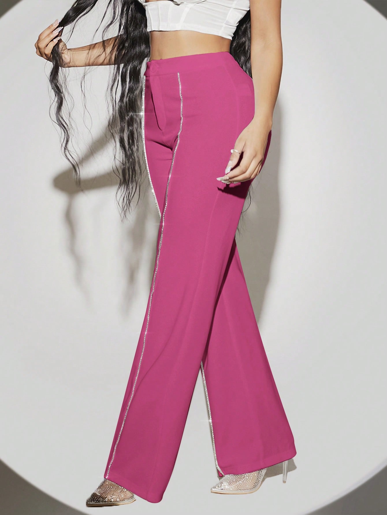 بنطلون بدلة حجر الراين متباين