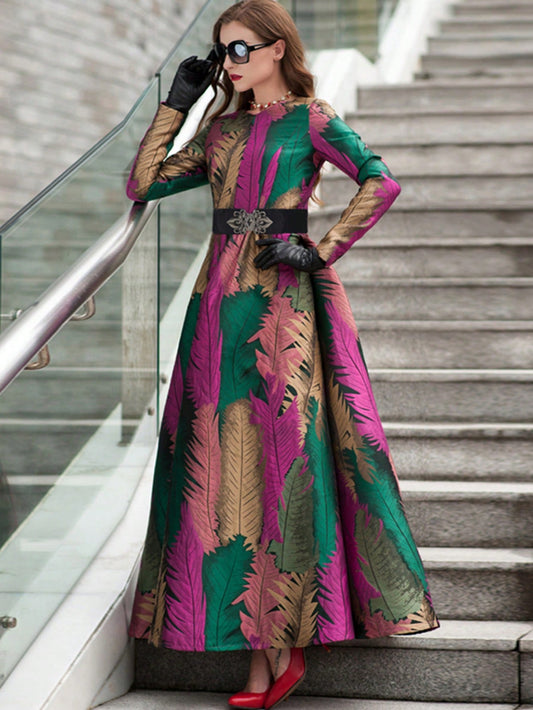 فستان حفلة طباعة ورقة