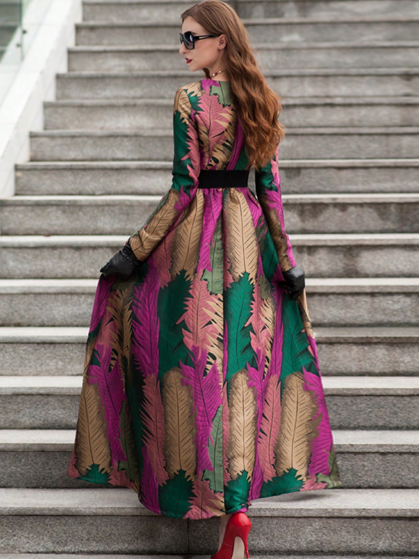 فستان حفلة طباعة ورقة