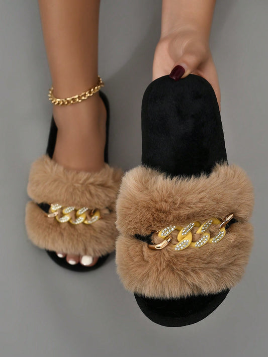 للنساء نعال منزل مع سلسلة زخارف