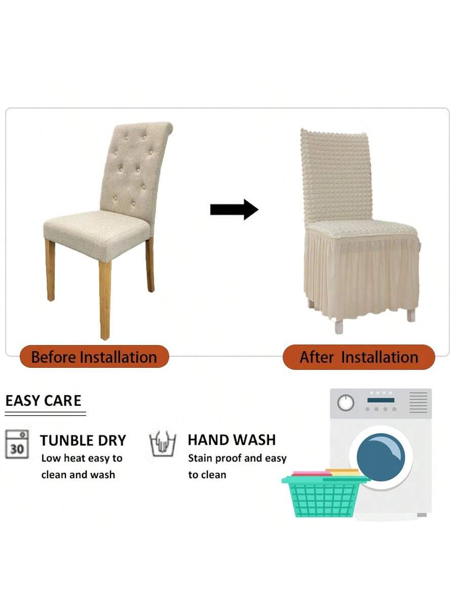 غطاء كرسي طعام قابل للنزع ،غطاء كرسي أبيض بتنورة ،غطاء كرسي بارسونز القابل للإزالة للحفلات والمناسبات والحفلات الزفافية في المطبخ