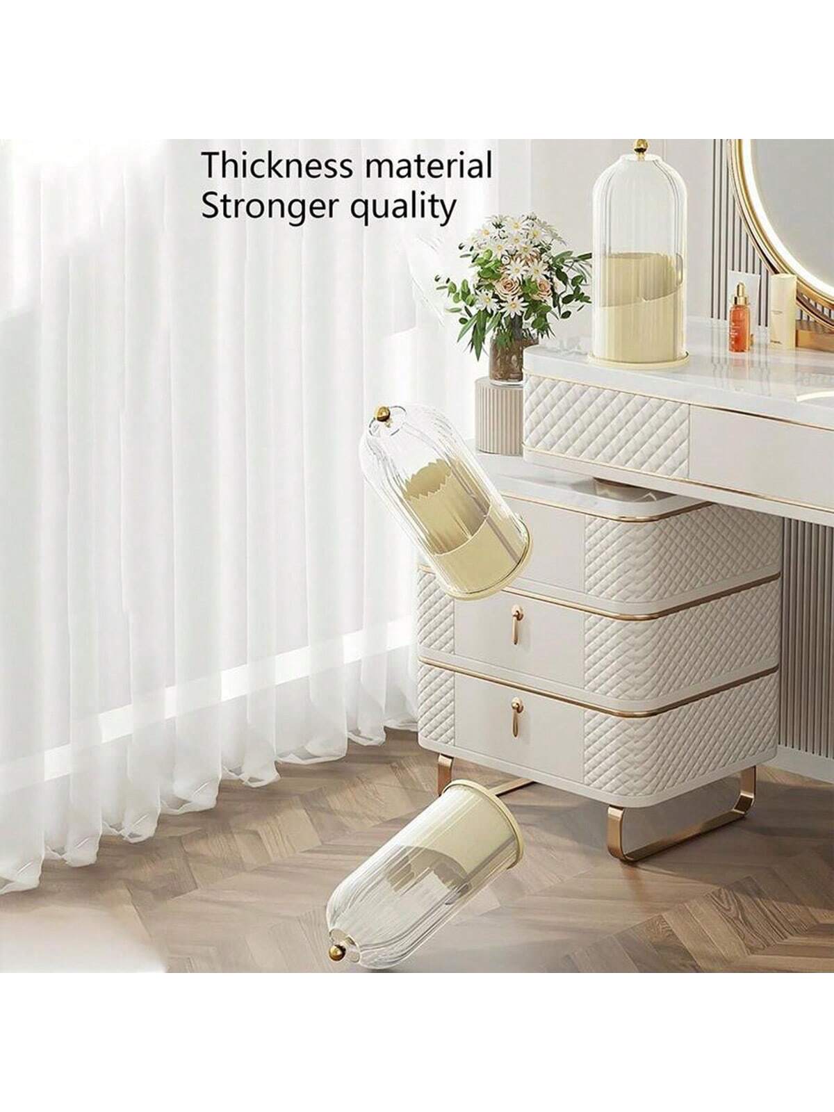 Makeup Brush Holder Organizer with Lid ,360° Rotating Makeup Brush Organizer,5 Slot Make up Brushes Cup for Cosmetics, Nail Polish, Art Supply, Bathroom Vanity Desktop Organizer