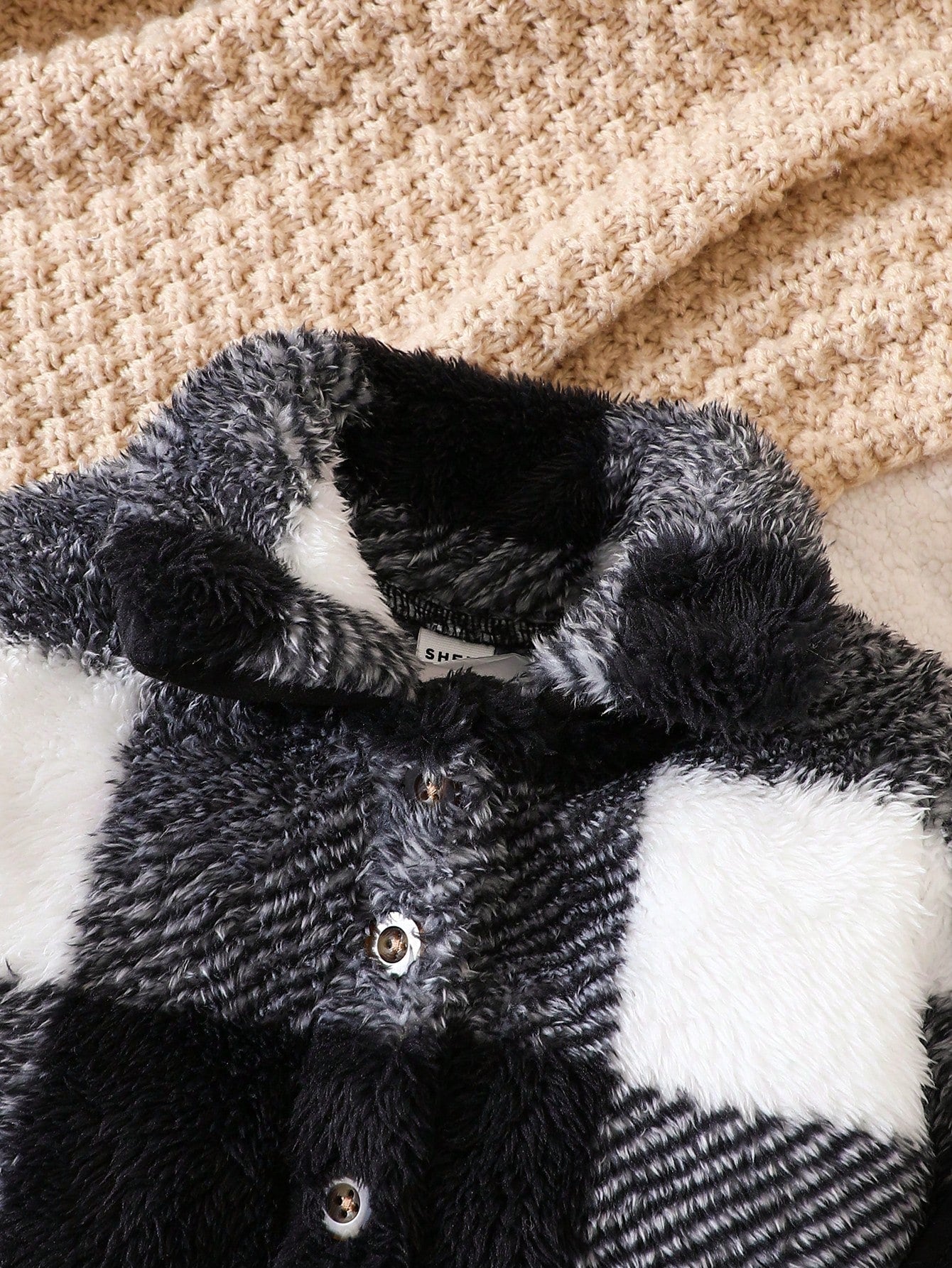 للبنات الاطفال بطباعة مربع النقش جاموس جاكيت & فستان كامي