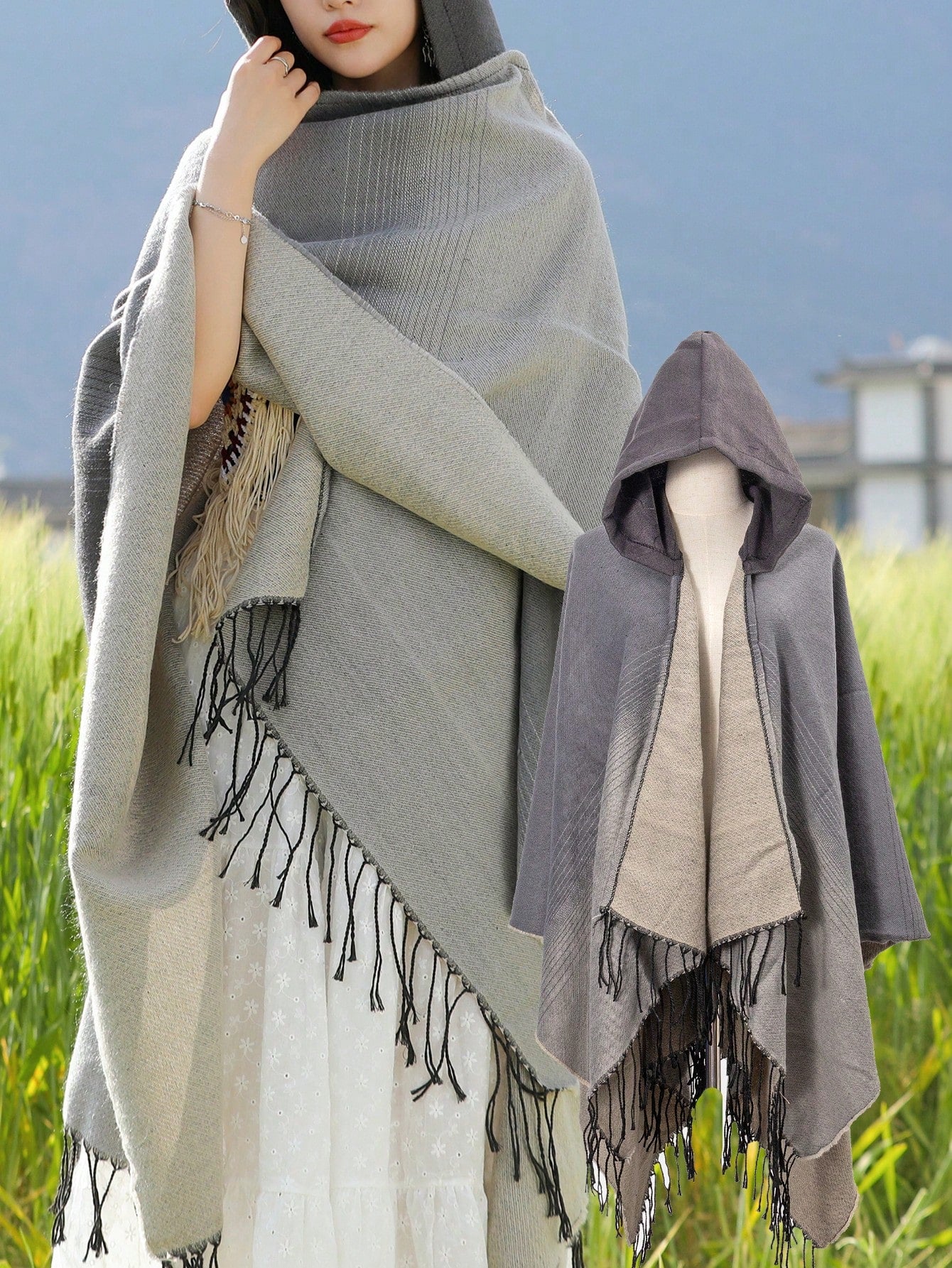 قطعة واحدة للنساء أكريليك بالوان متدرج رداء الى تصوير الصور , كل المطابقة شال لفصل الربيع , الصيف , خريف , و الشتاء