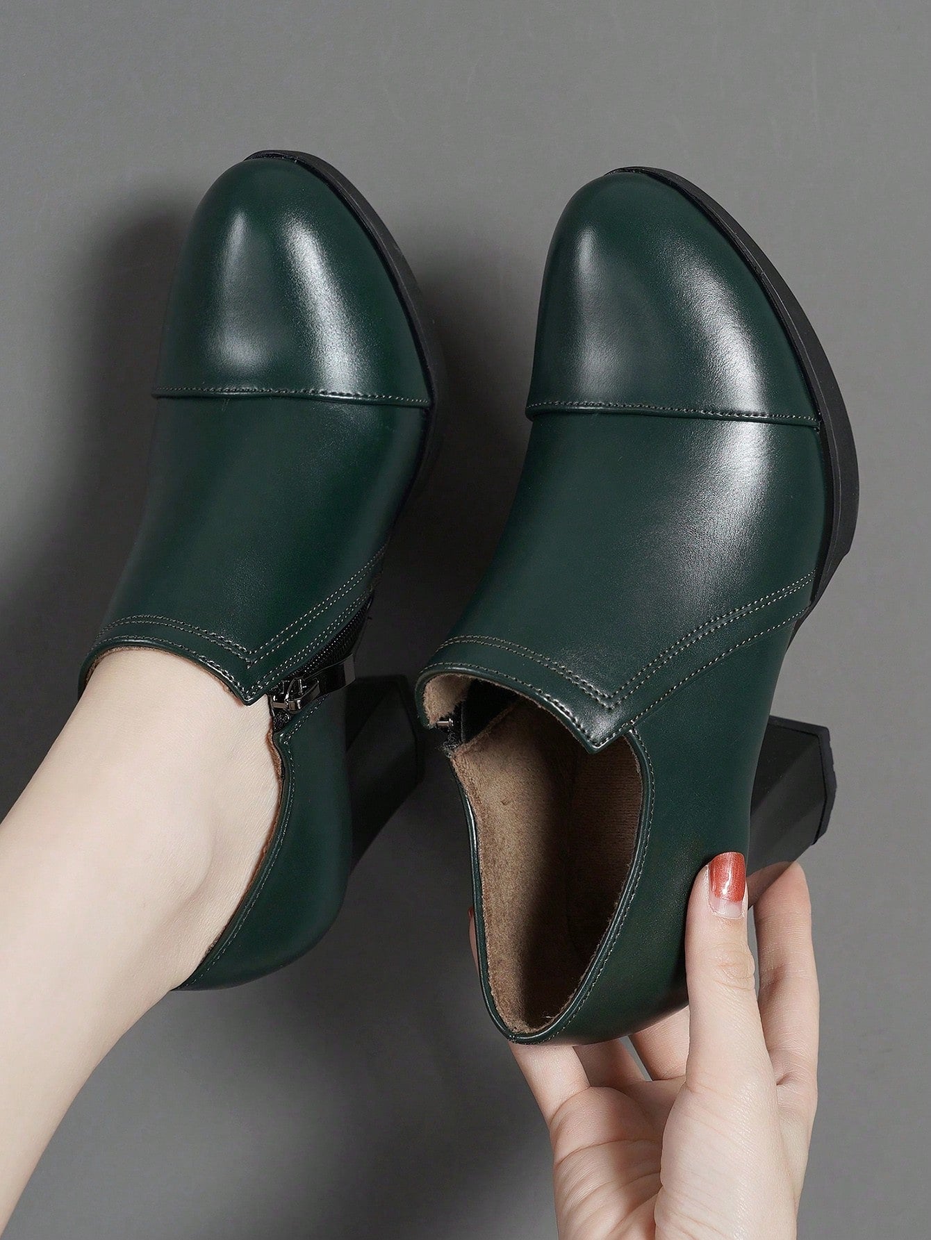 جزمة برقبة طويلة للنساء موضة ضد للماء منصة كعب عالي مع مكتنز كعب , الشتاء