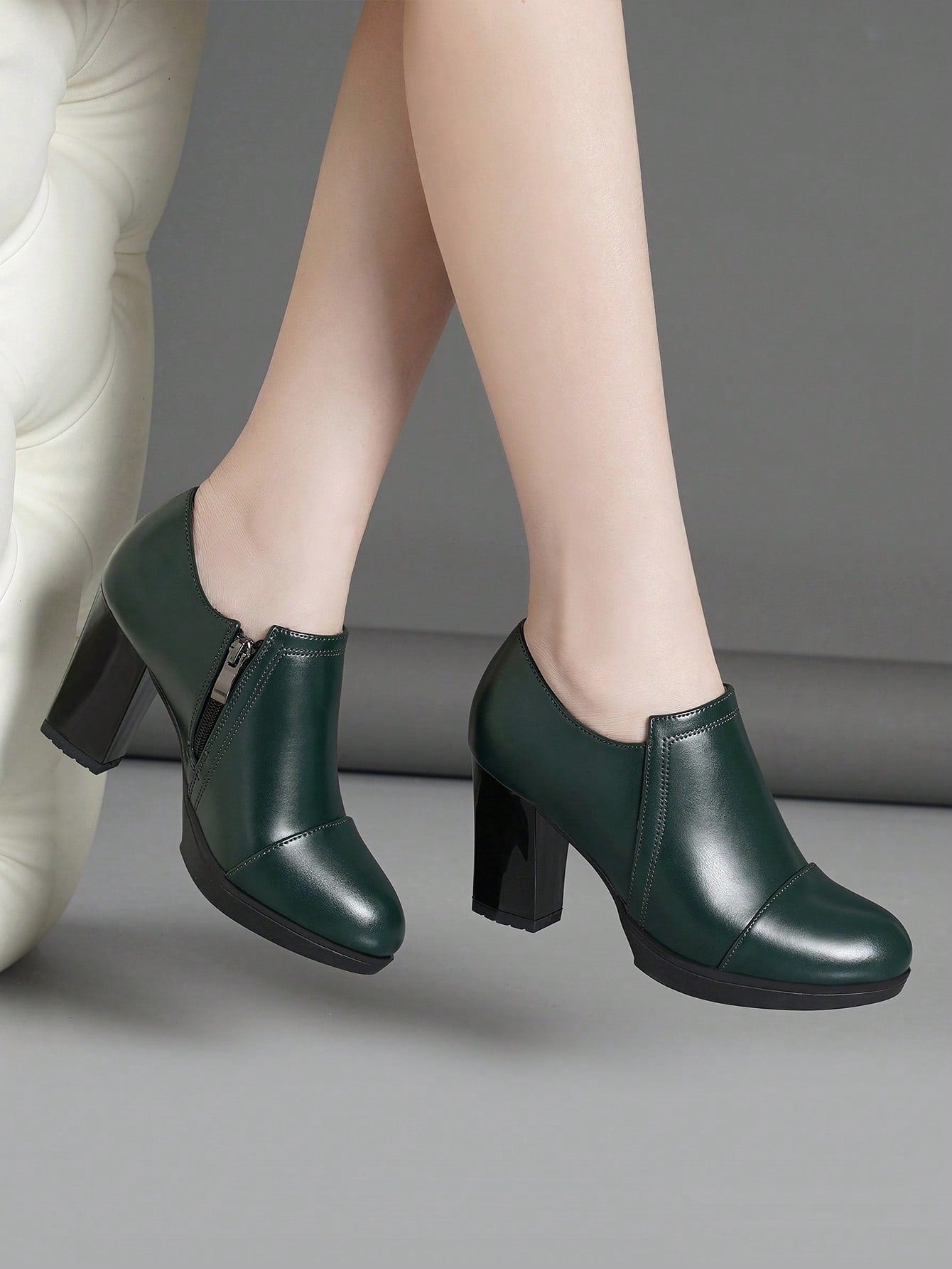 جزمة برقبة طويلة للنساء موضة ضد للماء منصة كعب عالي مع مكتنز كعب , الشتاء