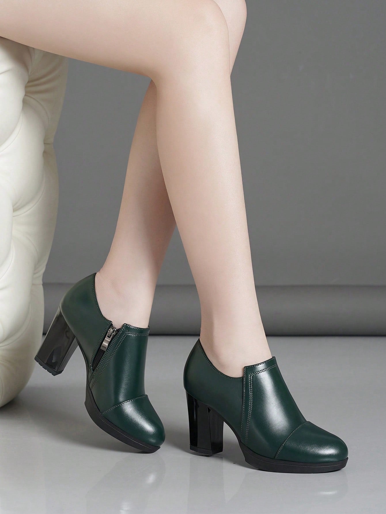 جزمة برقبة طويلة للنساء موضة ضد للماء منصة كعب عالي مع مكتنز كعب , الشتاء