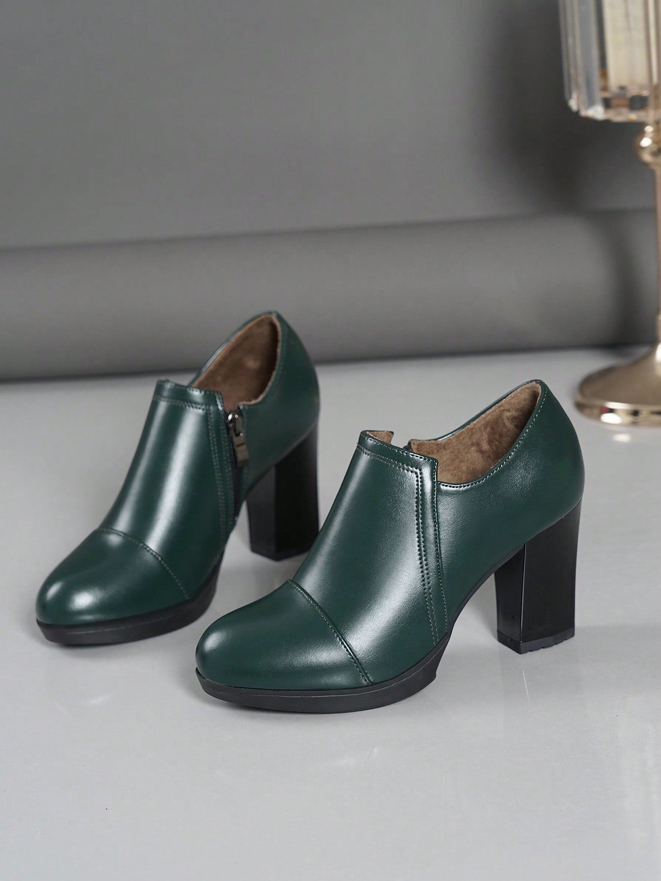 جزمة برقبة طويلة للنساء موضة ضد للماء منصة كعب عالي مع مكتنز كعب , الشتاء