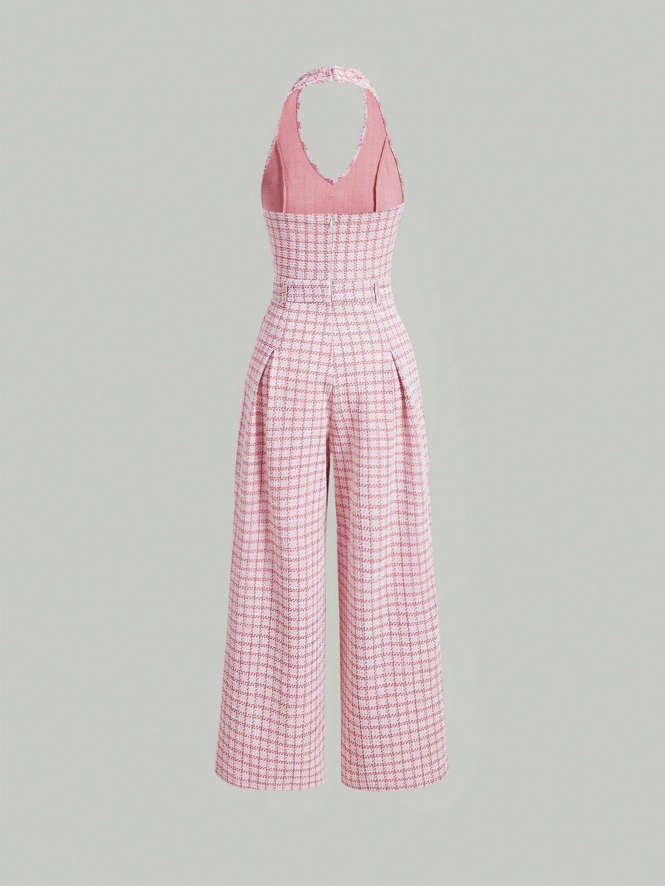 بدسويت بساق واسع طباعة مربع النقش بدون تي شيرت