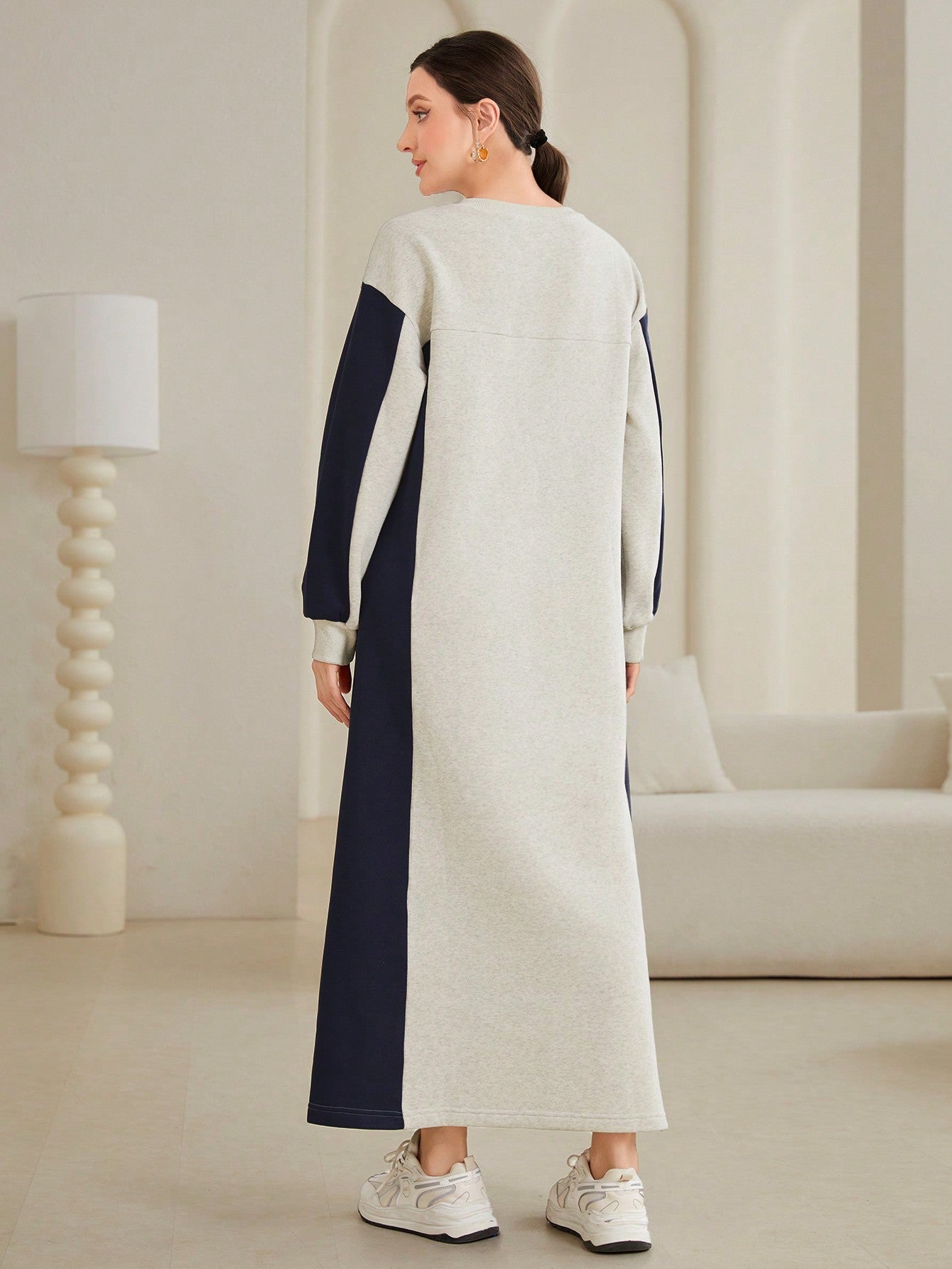 فستان سويت شيرت بلوك الوان نسائي