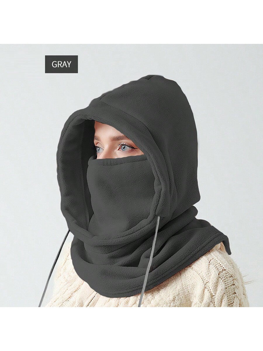 قبعة شتوية مقاومة للرياح مع قناع ووشاح للتزلج للرجال/النساء، قبعة واقية للرياضات الخارجية، رمادي