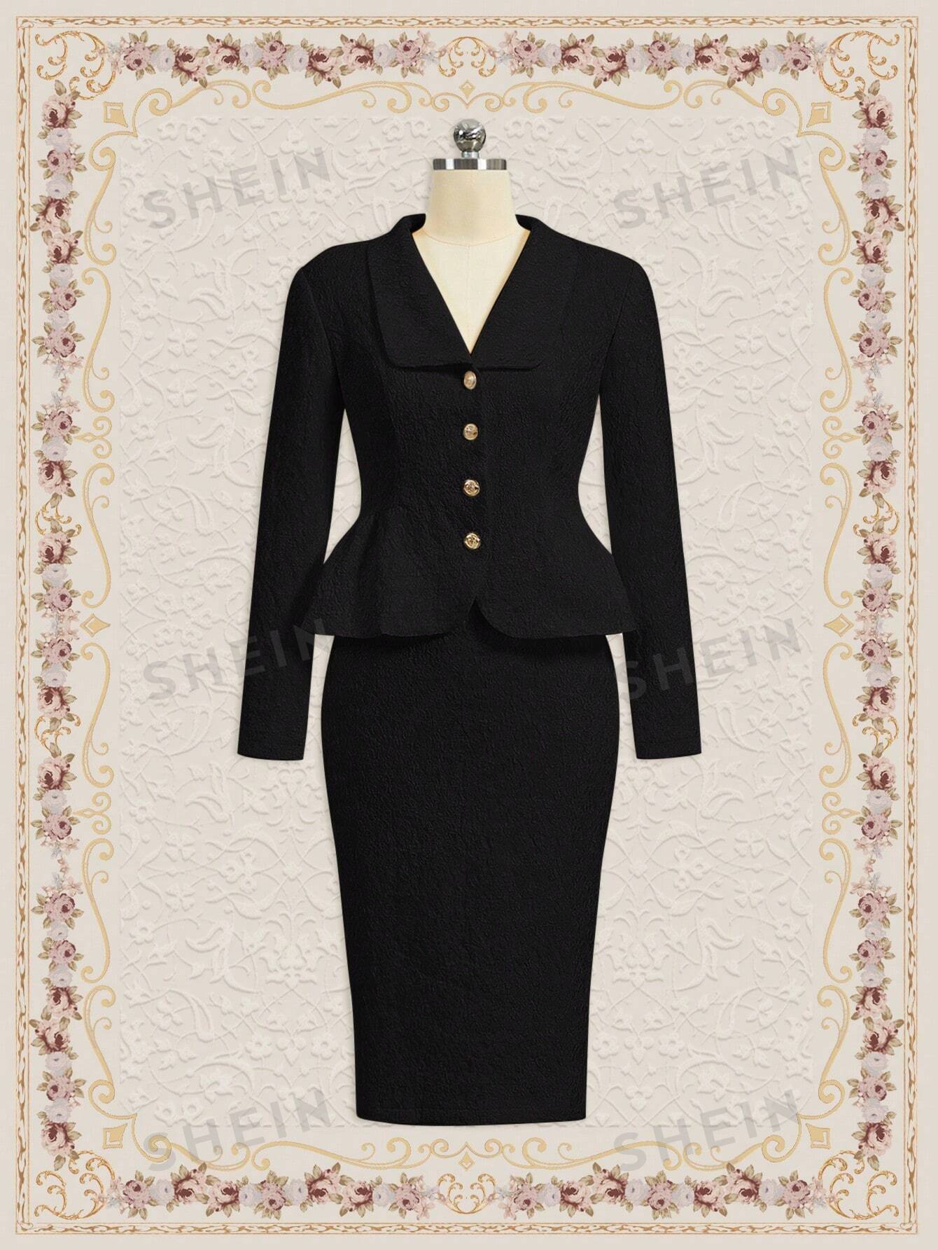 طقم بدلة وتنورة بصدر واحد للسيدات