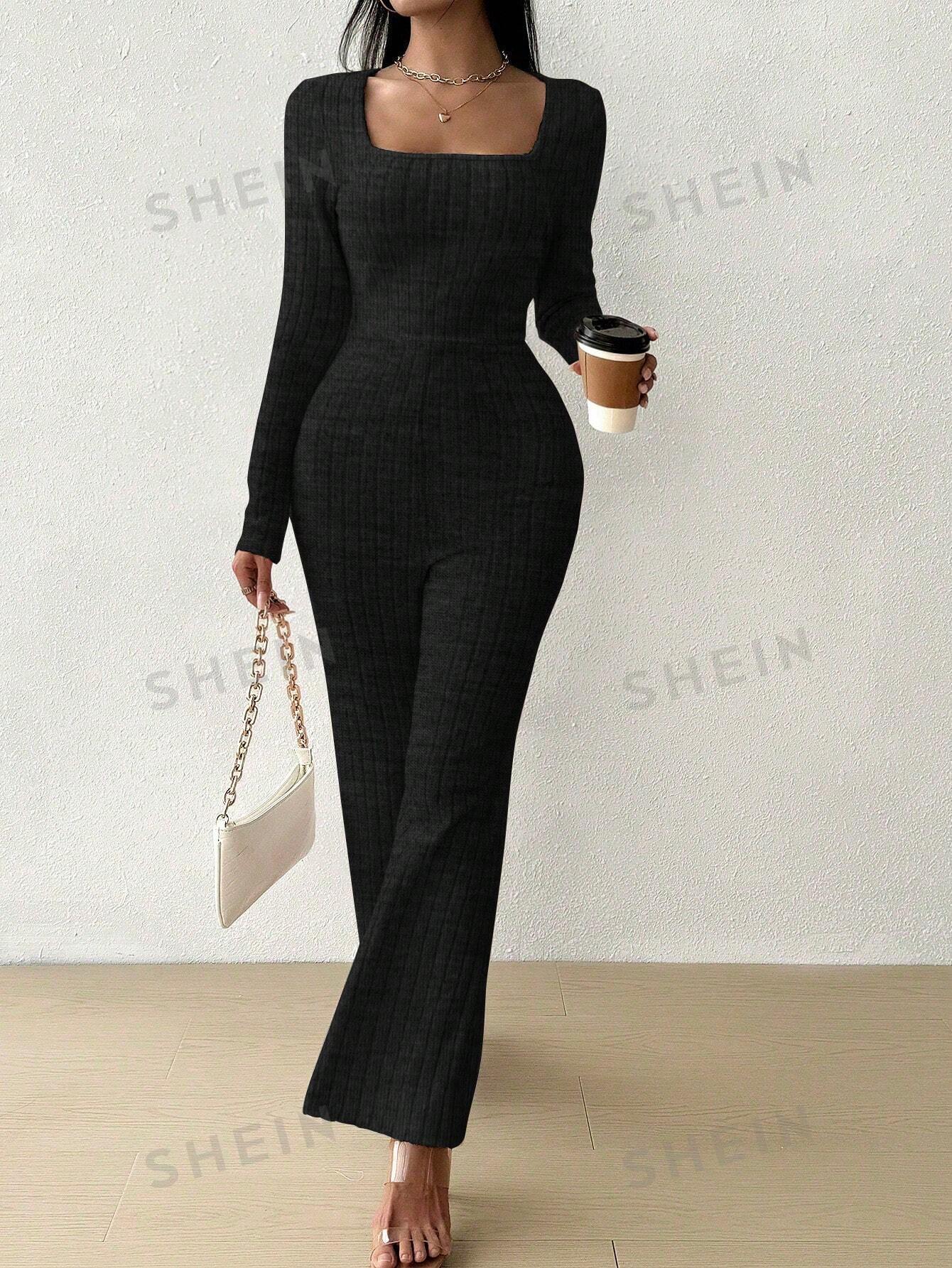 بدلة قفطان نسائية محبوكة باللون الصلب الأساسي