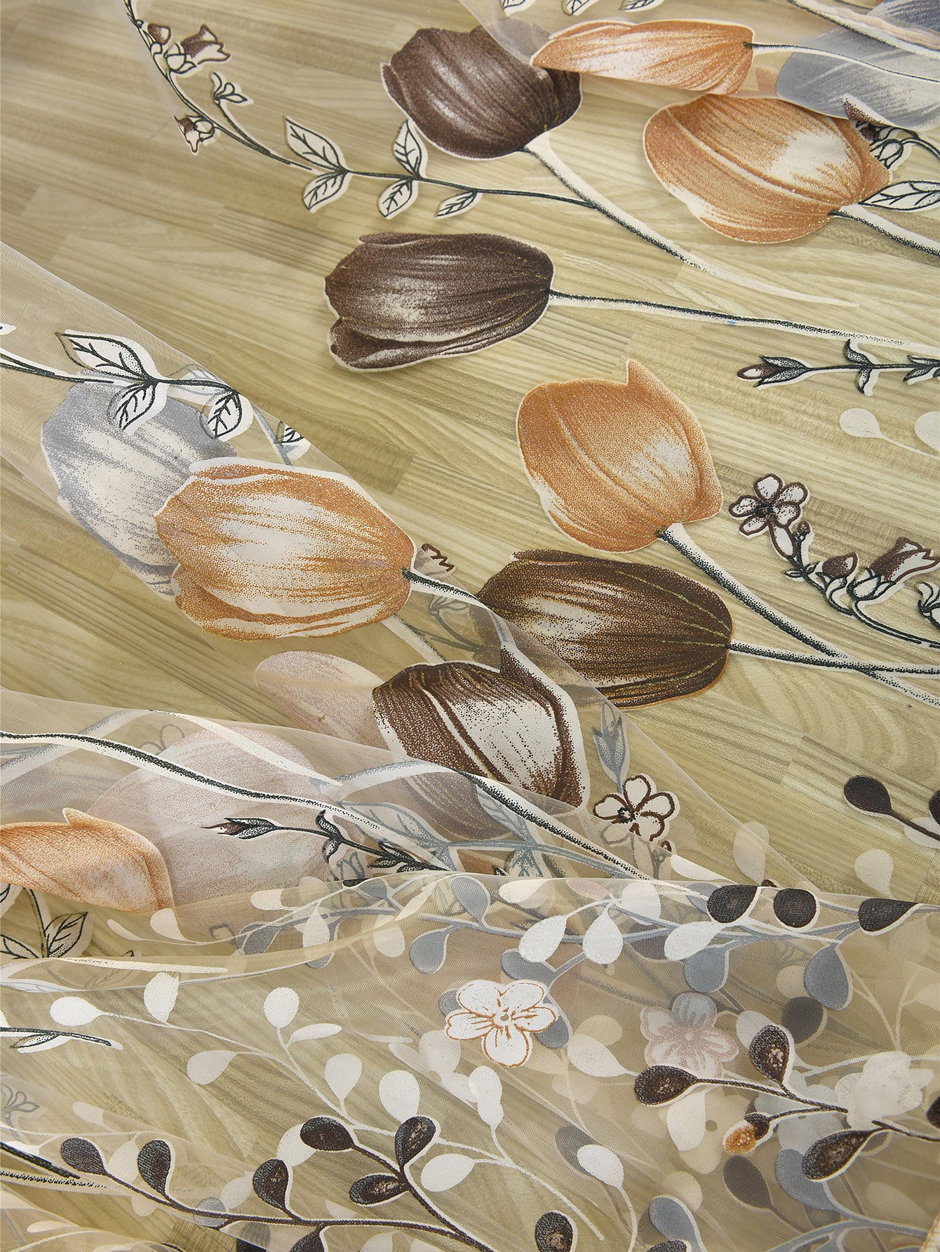 لباس قيعان ريفي أسلوب ملون خزامى تصميم مطبوعة نافذة شاشة ( نمط عشوائي ) قطعة واحدة