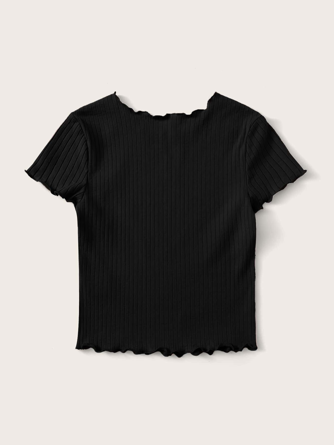 تي شيرت قطني للفتيات بعمر البلوغ مع طرف غصني للطوق