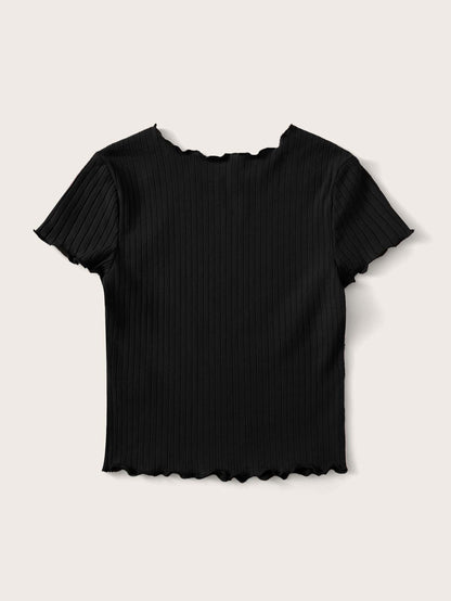 تي شيرت قطني للفتيات بعمر البلوغ مع طرف غصني للطوق