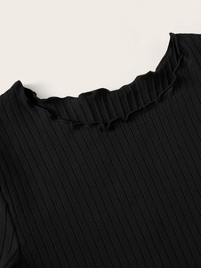 تي شيرت قطني للفتيات بعمر البلوغ مع طرف غصني للطوق