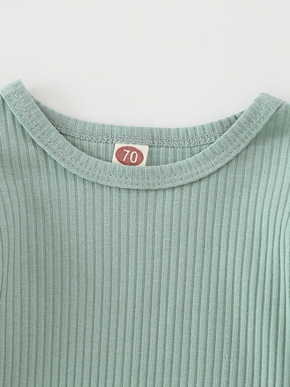 سروال بساق واسع مع بدسويت مكشكش طبقات مضلع مع عصابة راس للبنات الرضع