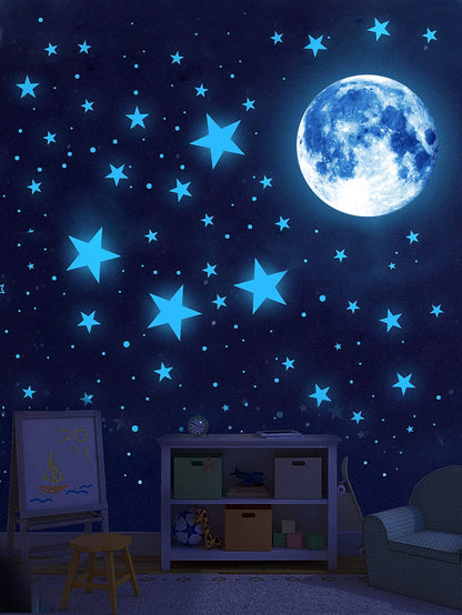 ملصق حائط مطبوع عليه نجمة وقمر