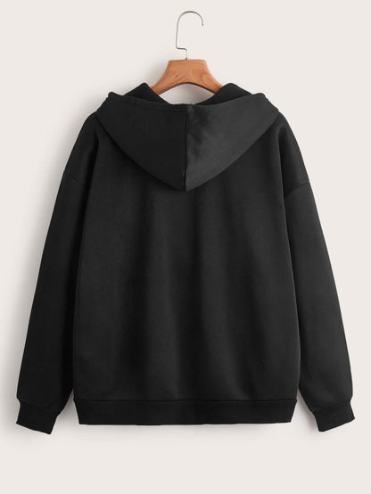 هودي موحدة اللون رباط سستة منخفض الاكتاف