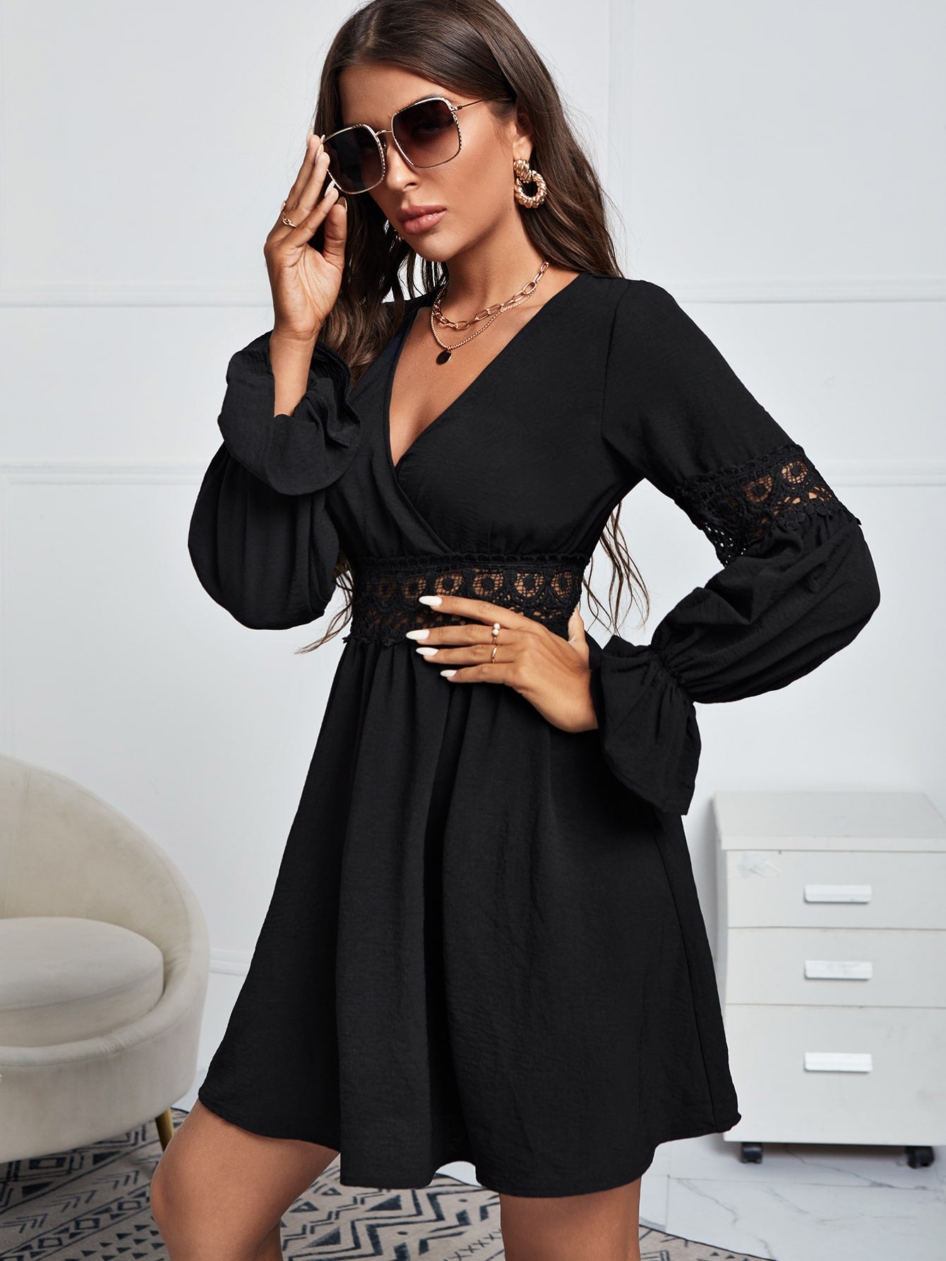 فستان مشد المتباين الصاف أنيقة