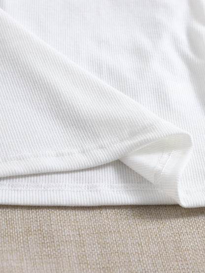 لباس علوي تانك موحدة اللون محبوك مضلع 2 قطع