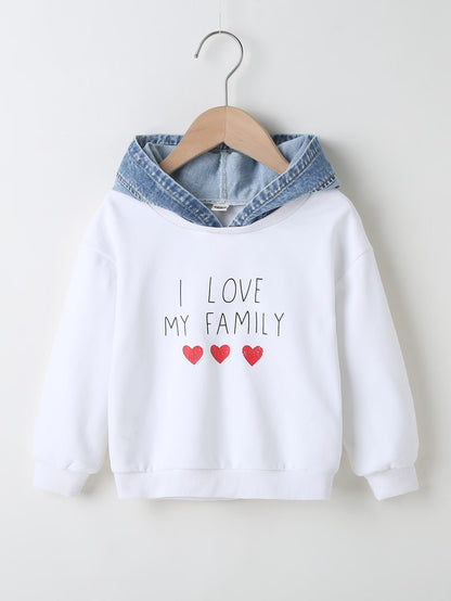 هودي عتيق بقطع متناقضة وشعارات لفتاة شابة وطبعة أذن 3d