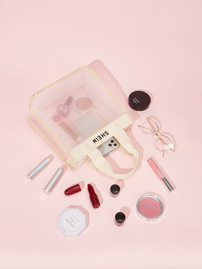 حقيبة يد شبكي بجرافيك عبارة