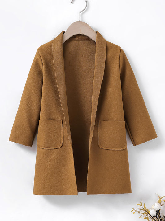 معطف شتوي للفتاة الصغيرة بطية رقبة و جيوب