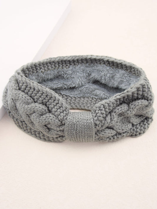 ربطة شعر مبطن صوف محبوك بلون موحد