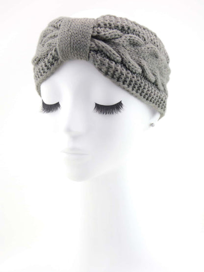 ربطة شعر مبطن صوف محبوك بلون موحد