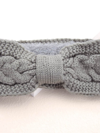 ربطة شعر مبطن صوف محبوك بلون موحد