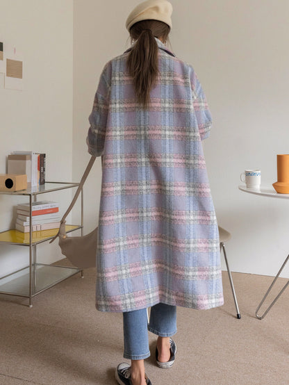 معطف بالياقة ذات المخططات وزر منفرد