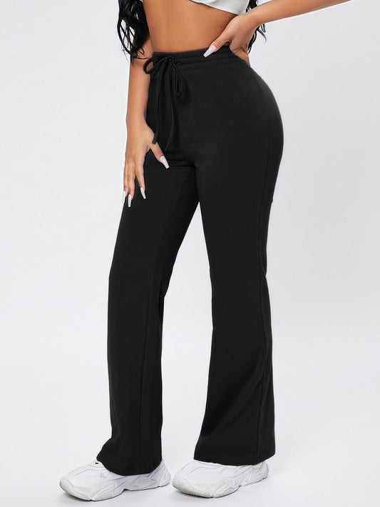 سروال رياضي أسود بخصر ذو رباط جذاب