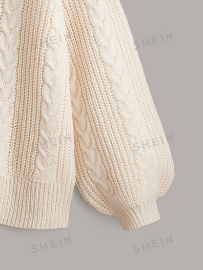 مقاس كبير كارديجان منسوجة بطبقات متقاطعة أكمام فانوس