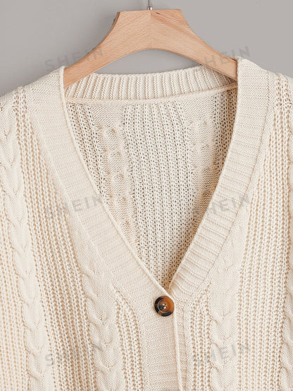 مقاس كبير كارديجان منسوجة بطبقات متقاطعة أكمام فانوس