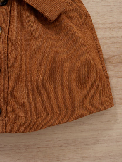 تي شيرت بتقليمة الرافل وتنورة مخططة بحزام للفتاة الرضيعة