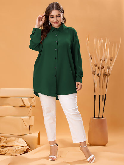 بلوزة واسعة ذات حافة منحنية سادة، للأعياد الميلاد