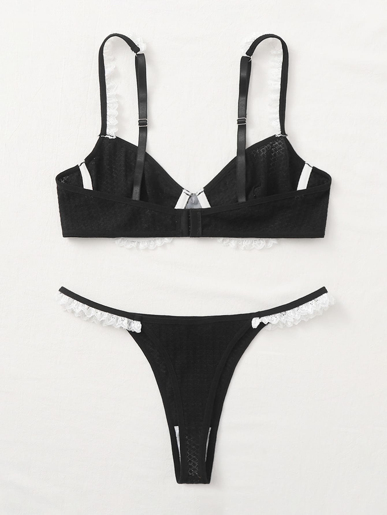 مجموعة ملابس داخلية ثونغ وحمالة الصدر ذات الأسلاك والدانتيل المتباين