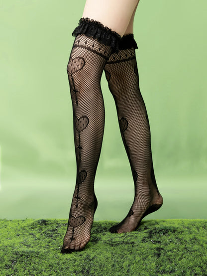 جوارب للركبة بطباعة قلب