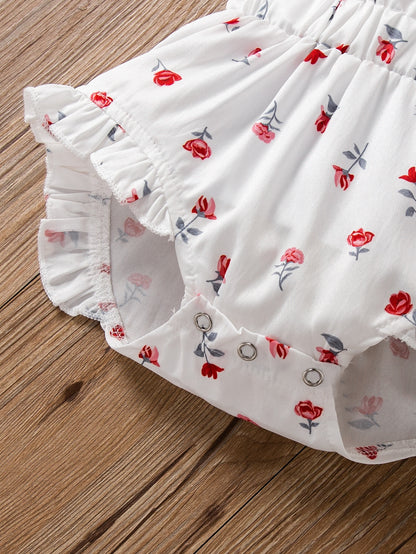 للاطفال طباعة الأزهار بغرز لباس علوي كامي مطوي الثنايا مع بنطلون قصير مع طوق الشعر